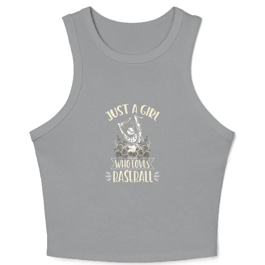 Girl Baseball Player Cute Baseball Lover Crop Tank Top