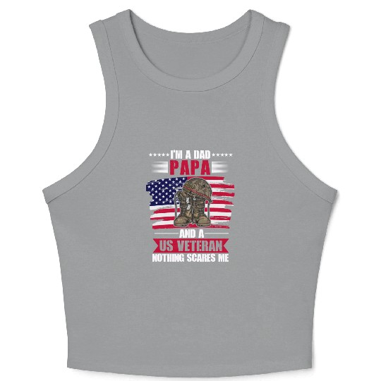 US Veteran Dad American Flag Patriotic Crop Tank Top