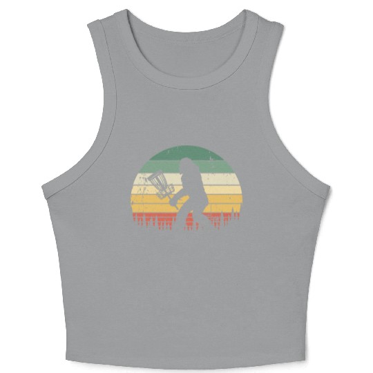 Funny Bigfoot Disc Golf Trees Vintage Sunset Crop Tank Top