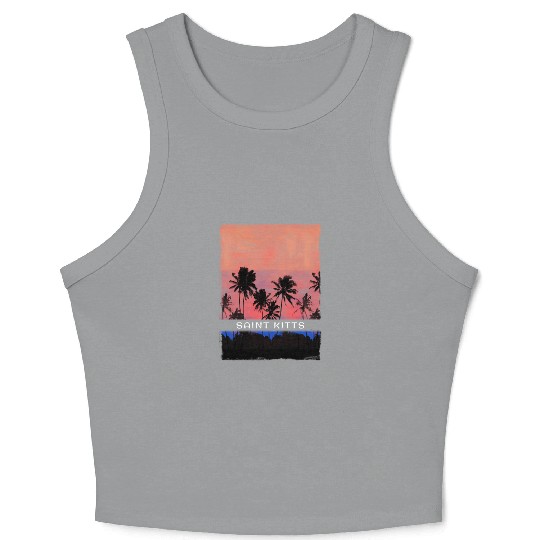 Saint Kitts Caribbean Vacation Souvenir Palm Tree Crop Tank Top