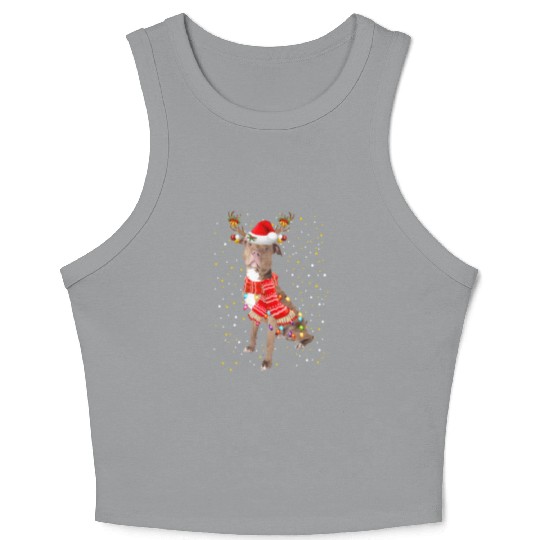 Pitbull Reindeer Christmas Light Crop Tank Top