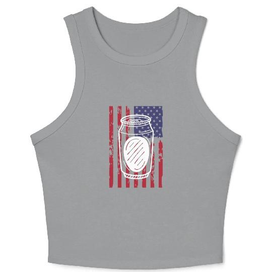 funny patriotic mullet beer 4th of july summer Crop Tank Top