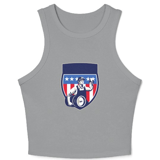 funny patriotic mullet beer 4th of july summer Crop Tank Top