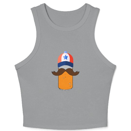 funny patriotic mullet beer 4th of july summer Crop Tank Top