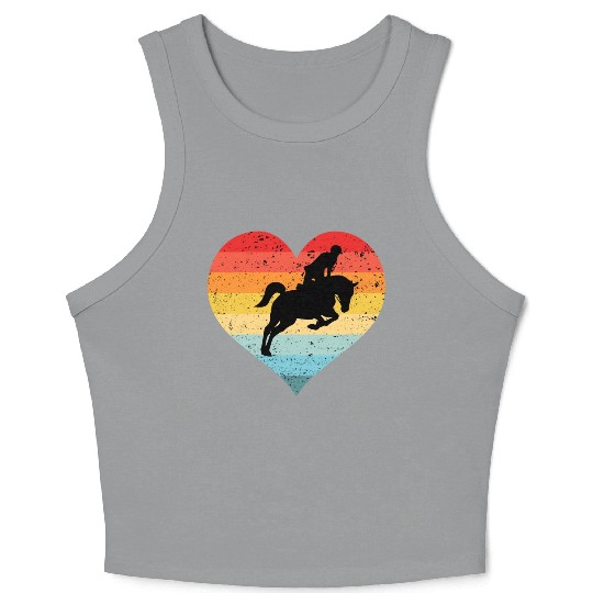 Retro Sunset Horse Lover Rider Equestrian Horseman Crop Tank Top