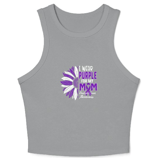 Pancreatic Cancer Crop Tank Top, I Wear Purple For My Mom