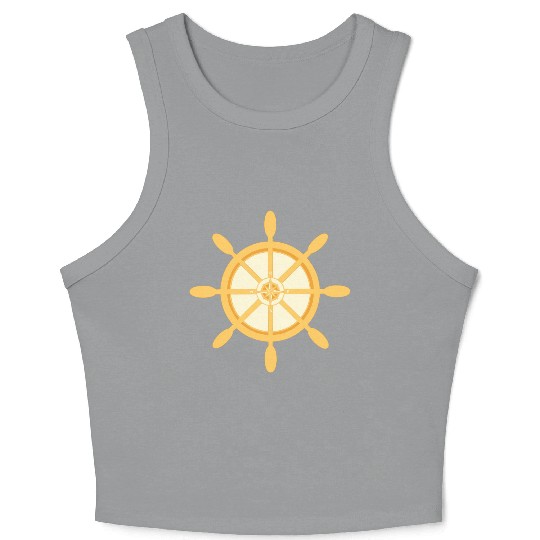 Ship's Wheel, nautical star & cardinal points Crop Tank Top