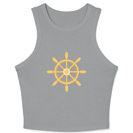 Ship's Wheel, nautical star & cardinal directions Crop Tank Top