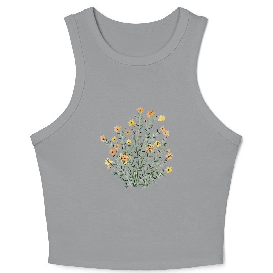 yellow floral sun flower Crop Tank Top
