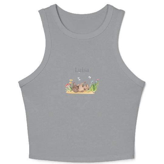 Forest Animal Bear Flowers Name David Crop Tank Top