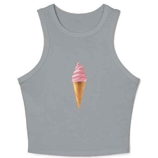 Pink Soft Serve Strawberry Icecream Cone Crop Tank Top