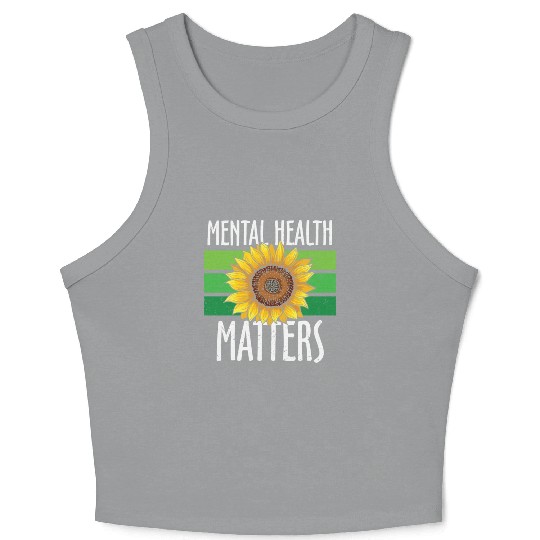 Mental Health Matters Green Sunflower Crop Tank Top