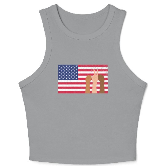 USA Crop Tank Top Women Men Patriotic American Flag