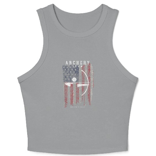 Archery Team USA Vintage American Flag Compound Crop Tank Top