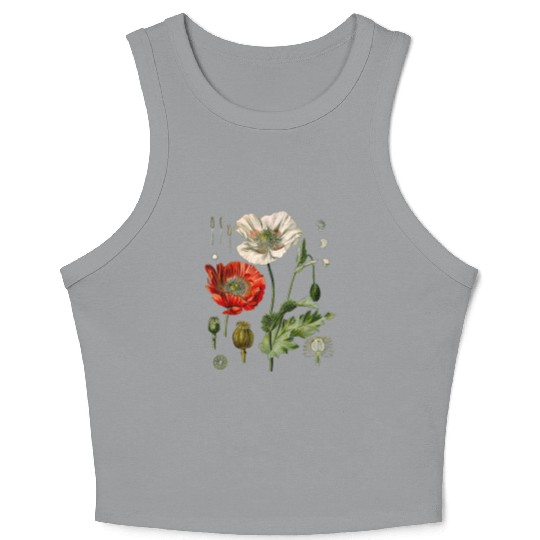 Red Poppy flower Botanical Poppies Red Poppy Crop Tank Top