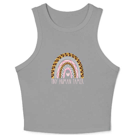 Tiny Human Tamer Bohemian Rainbow Daycare Teacher Crop Tank Top