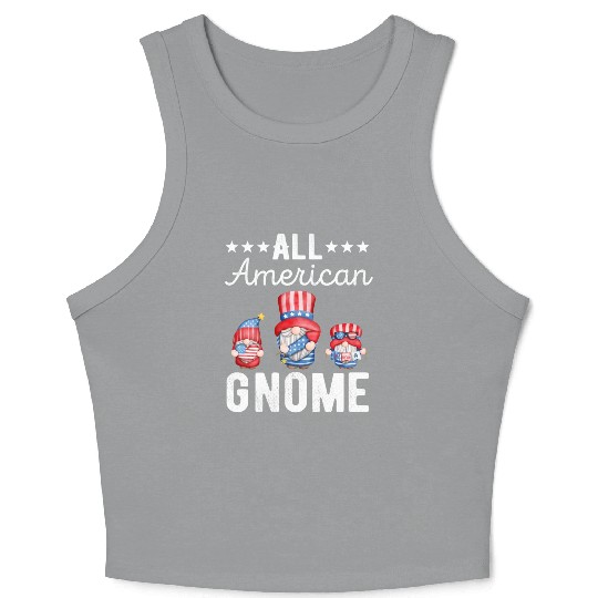 All American Gnome Men Women 4th of July US Crop Tank Top