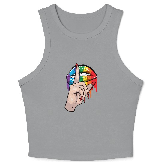 LGBT Rainbow Lips Gay Pride Lesbian Sexy Gift Crop Tank Top