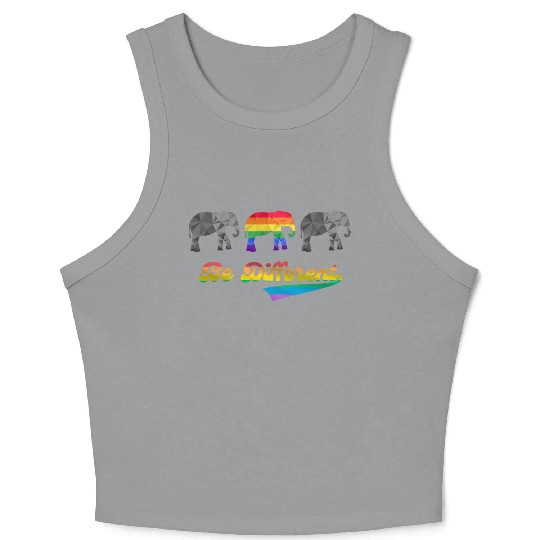 Elephant LGBTQ Pride Rainbow Flag Different Crop Tank Top