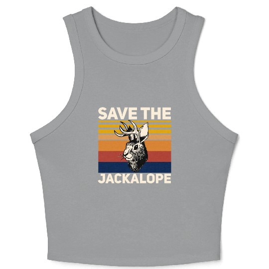 Save The Jackalope , Vintage Retro Camping Lover Crop Tank Top