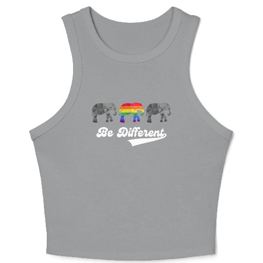 Elephant LGBTQ Rainbow Flag Gay Pride Colorful Crop Tank Top