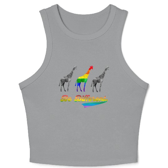 Colorful Giraffe LGBTQ Gay Pride Rainbow Flag Crop Tank Top
