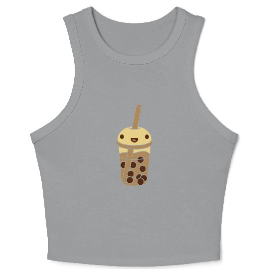anime face bubble tea Crop Tank Top