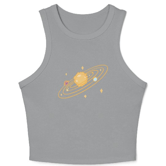 solar system with sparkles doodle Crop Tank Top