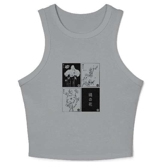 Japanese floral cards Crop Tank Top