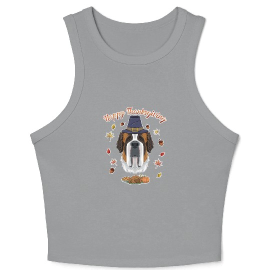Happy Thanksgiving I Dog Lover I Saint Bernard Crop Tank Top