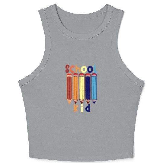 Funny School kid school start Crop Tank Top