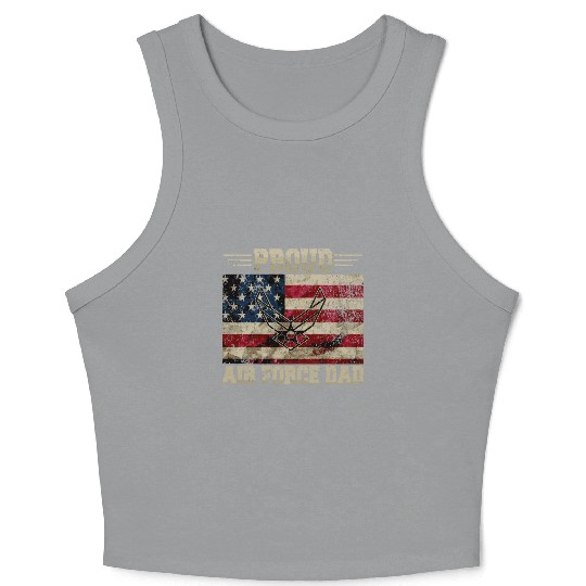 Proud Air Force Dad Veteran Us Flag Crop Tank Top
