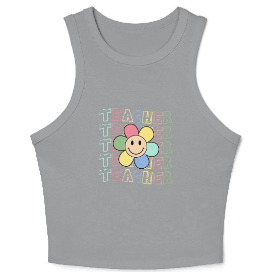 Retro Teacher Teacher Teacher Life Kindergarten Crop Tank Top