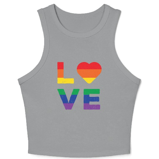 LGBT LOVE Rainbow Heart Gay Lesbian Equality Gift Crop Tank Top