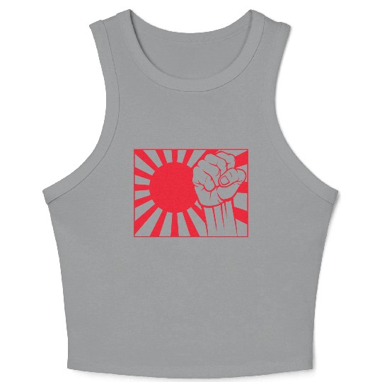 Japanese naval ensign and fist Crop Tank Top