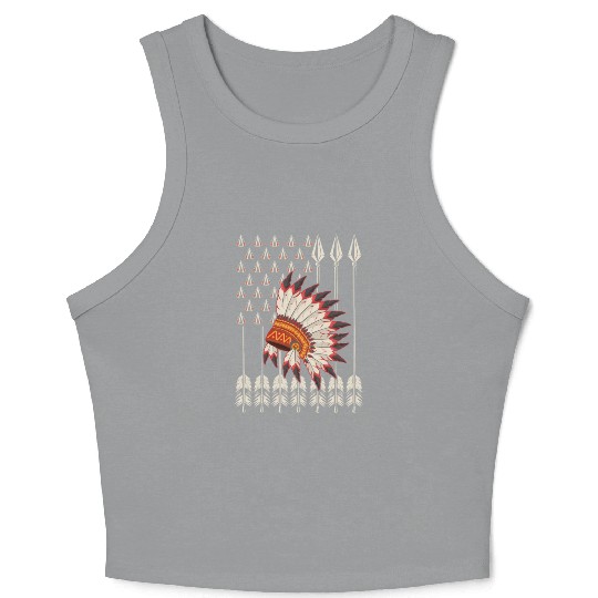 Native American Chief Traditional US Flag Crop Tank Top