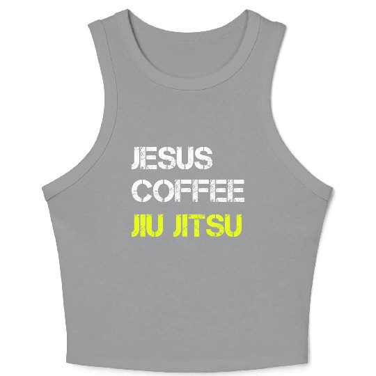 Jesus Coffee Jiu Jitsu Bjj Wrestling Mma Judo Mart Crop Tank Top
