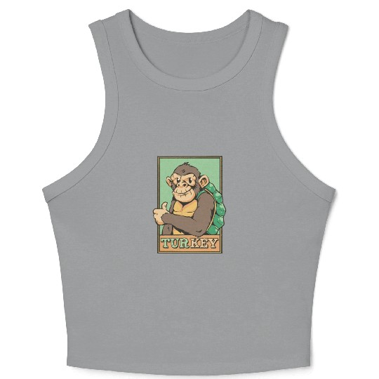 TURKEY = TURTLE + MONKEY FUNNY ANIMALS Crop Tank Top