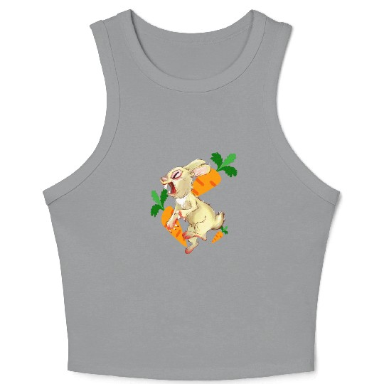 Crazy rabbit running for carrot Crop Tank Top
