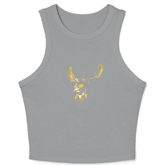 Deer DJ Bling. Cool and Funny Music Animal With Crop Tank Top