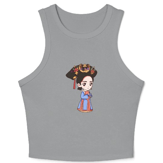 HAND PAINTED GIRL IMAGE Crop Tank Top