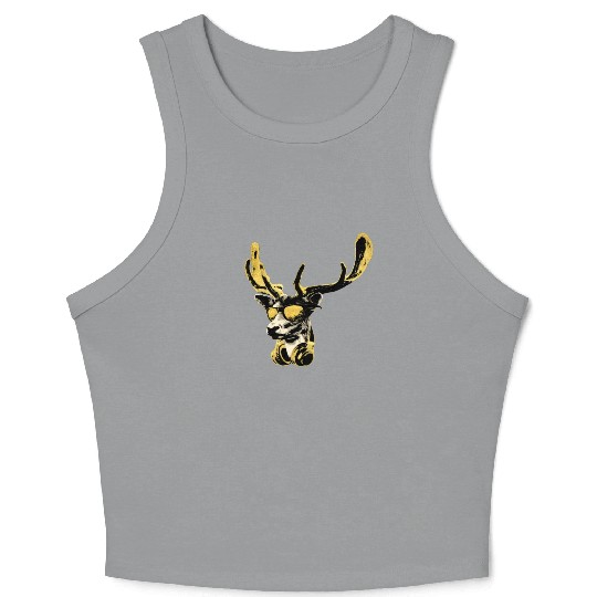 Deer DJ Bling Cool Funny Music Animal With Crop Tank Top