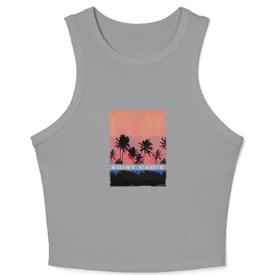 Saint Croix Caribbean Vacation Souvenir Palm Tree Crop Tank Top