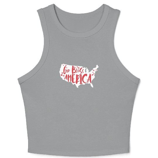 God Bless America USA Map Patriotic 4th of Julygod Crop Tank Top