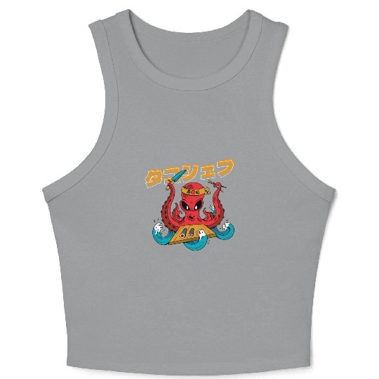 Octopus Chef Sushi | Japanese Food Crop Tank Top | Anime