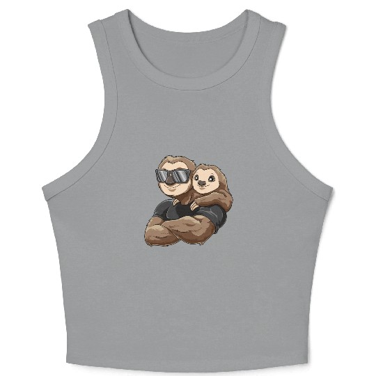 Strong sloth with baby sloth child for a Sloth Crop Tank Top