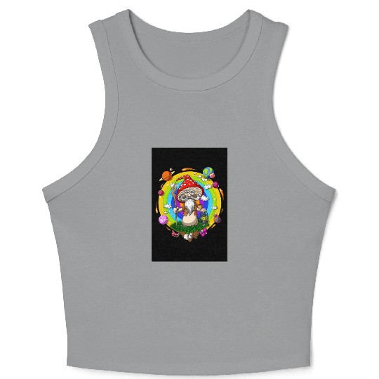 Psychedelic Hippie Mushroom Wizard Crop Tank Top