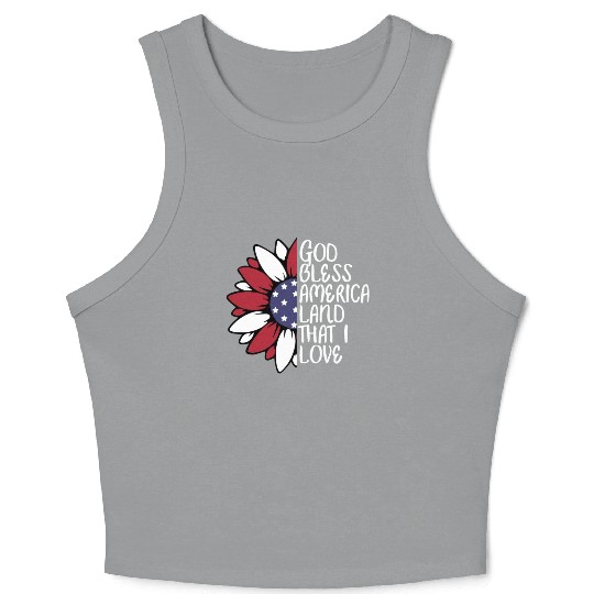 God Bless America Sunflower God Bless USA Crop Tank Top