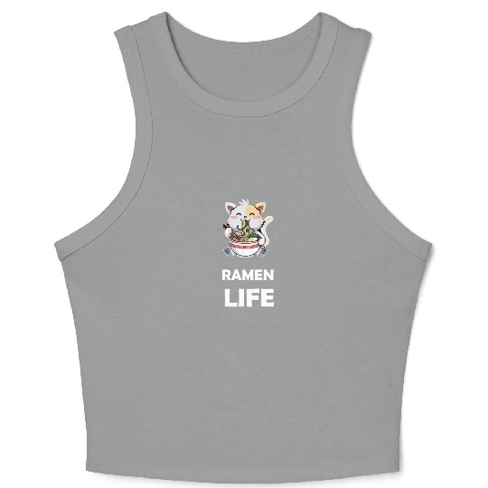 ramen life cat eat Crop Tank Top