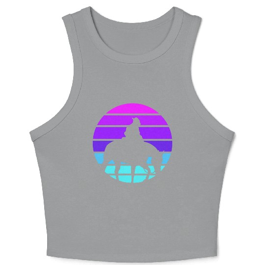Synthwave Cowboy Horse Wrangler Gift Crop Tank Top